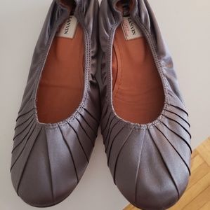 Lanvin Ballerina Flats Grey Silk